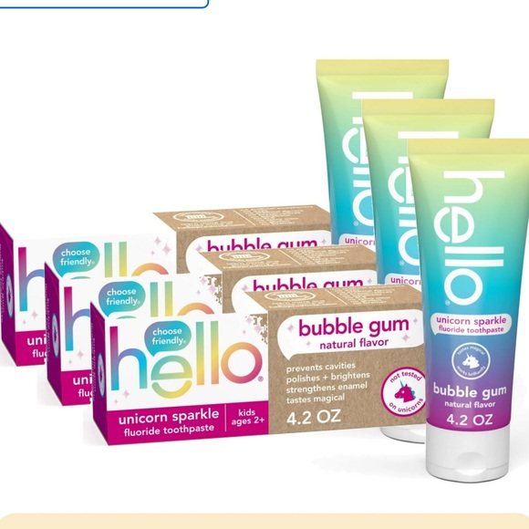 New: Hello Unicorn Sparkle Toothpaste 3 Pack bubble gum (4.2) - Picture 2 of 3